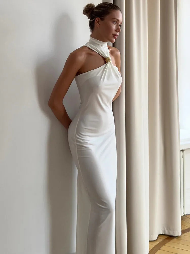 Gold Ring Turtleneck Maxi Tank Dress