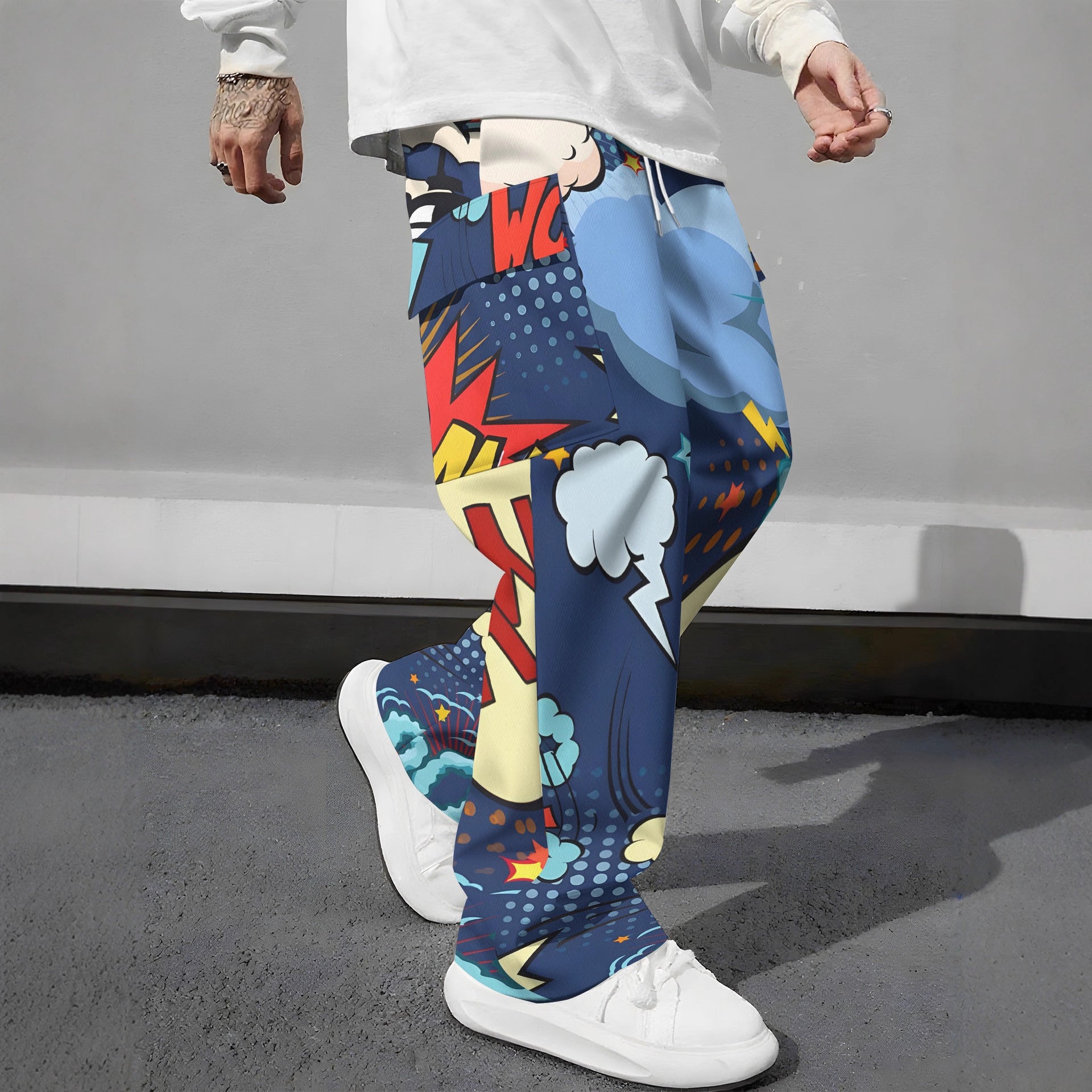 Pink Camo Cargo Pants Printed Design Trendy Casual Loose-Fit Versatile And Breathable Trousers