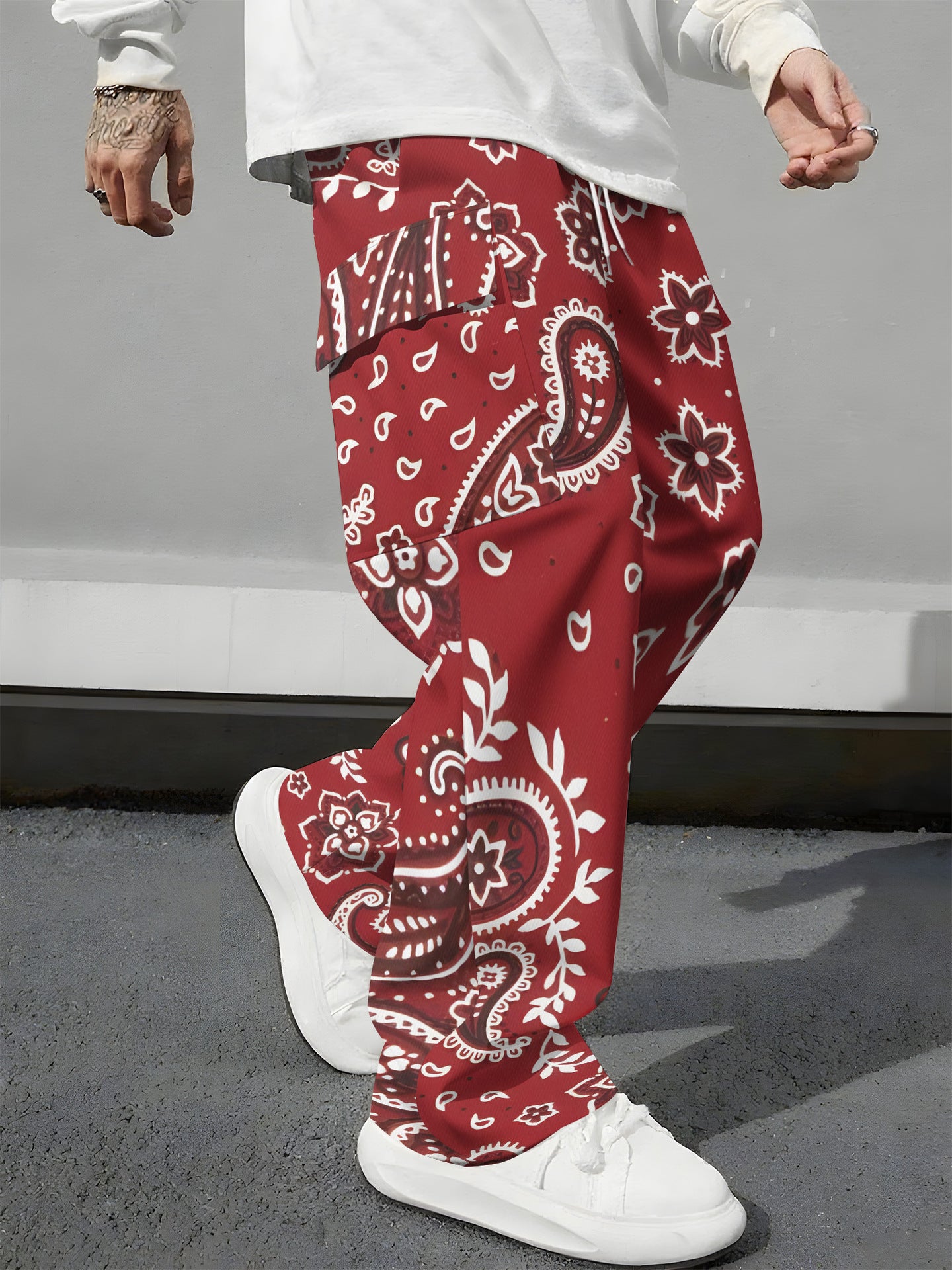 Pink Camo Cargo Pants Printed Design Trendy Casual Loose-Fit Versatile And Breathable Trousers