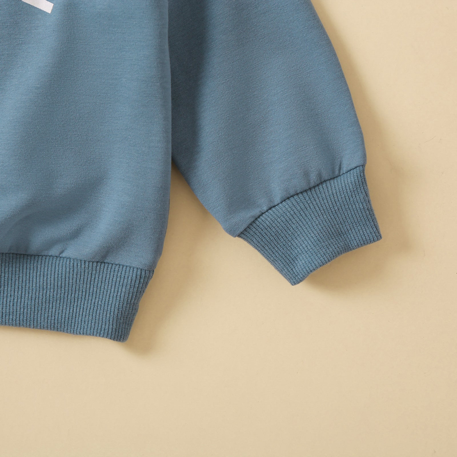 Children's Clothing Round Neck Letter Print Top Solid Color Trousers Sets