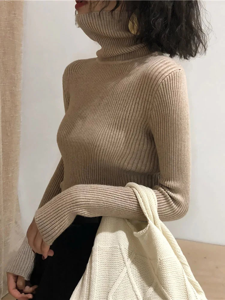 Turtleneck Korean Women Pullover Knitted Sweater Top