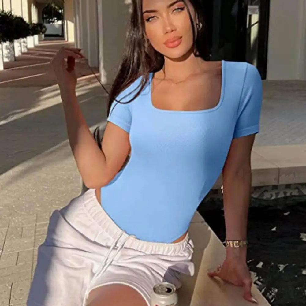 Solid Color  High Elasticity Tummy Control Bodysuit