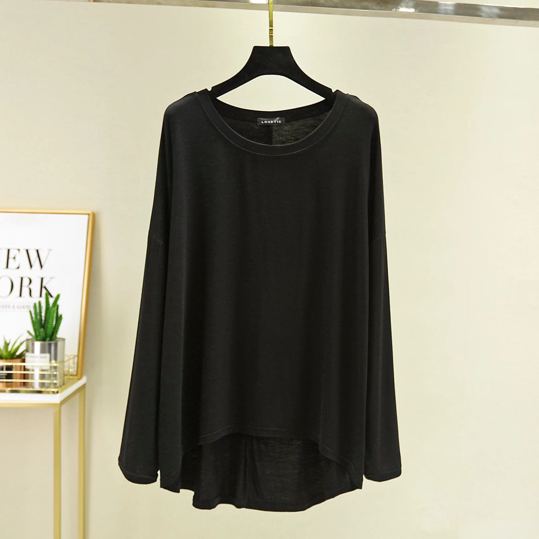 Loose Thin Modal Tshirts Long Sleeves Women O-Neck Solid Tee Tops Basic top