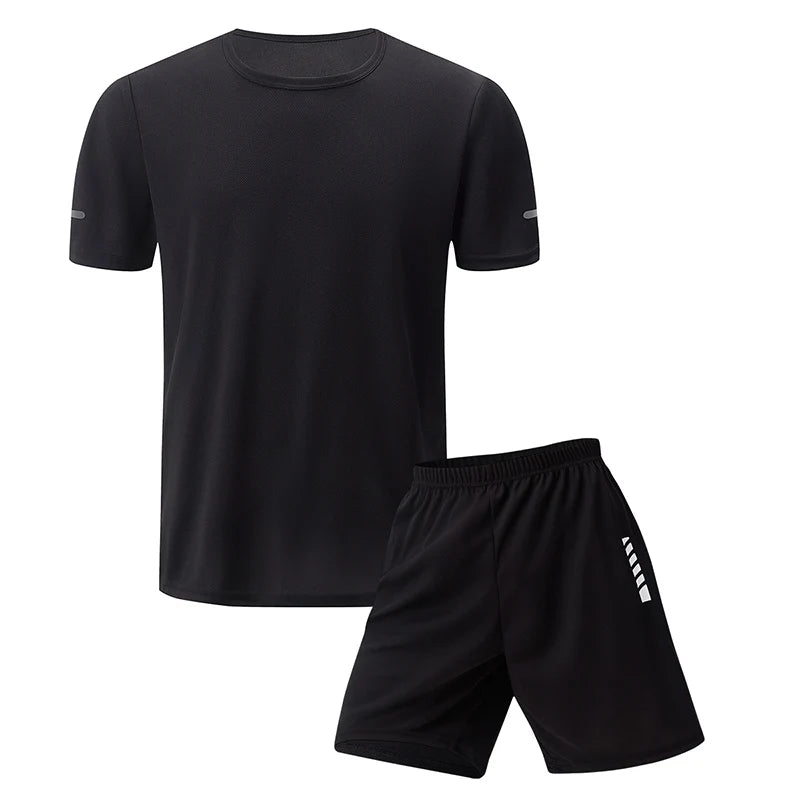 2 Piece Short-sleeved Shorts MEN'S Casual Fitness Two-piece Suit
