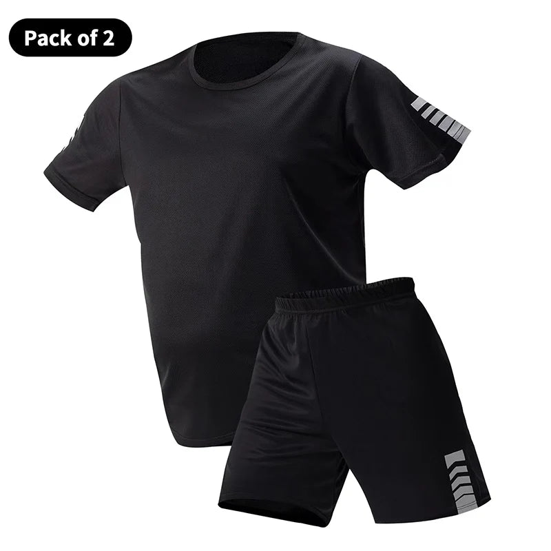 2 Piece Short-sleeved Shorts MEN'S Casual Fitness Two-piece Suit