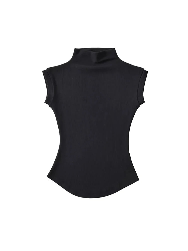 Sexy Turtleneck Sleeveless Slim Fit Basic Tees