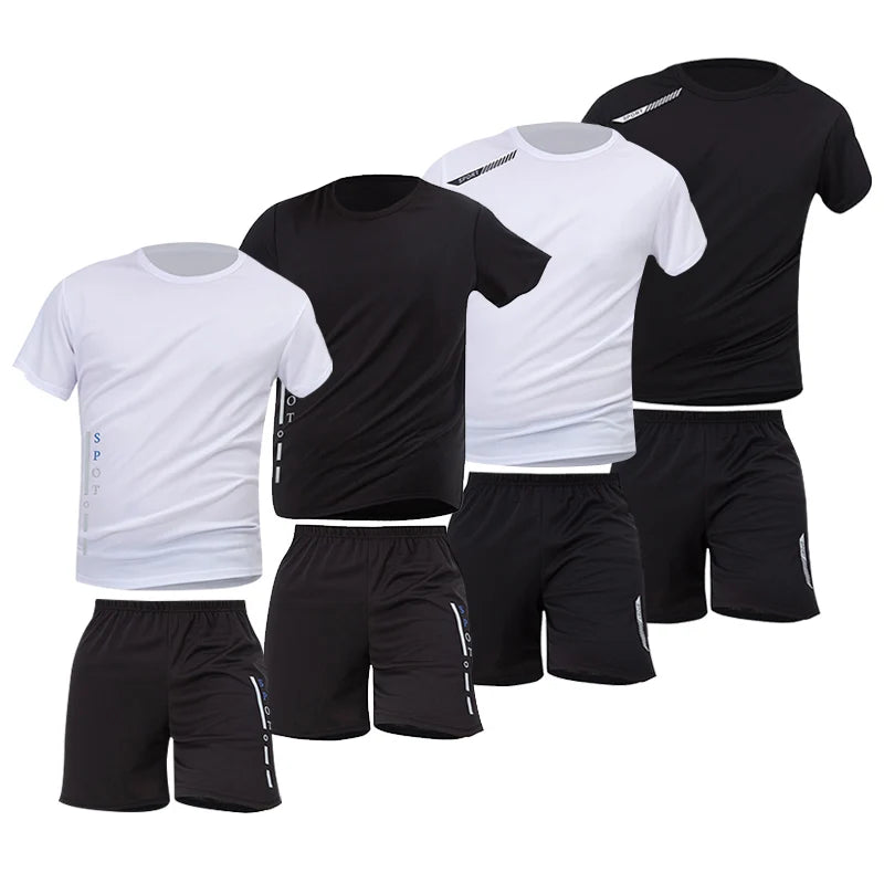2/4/6 Pcs Men's Quick-drying Short-sleeved Shorts Activewear