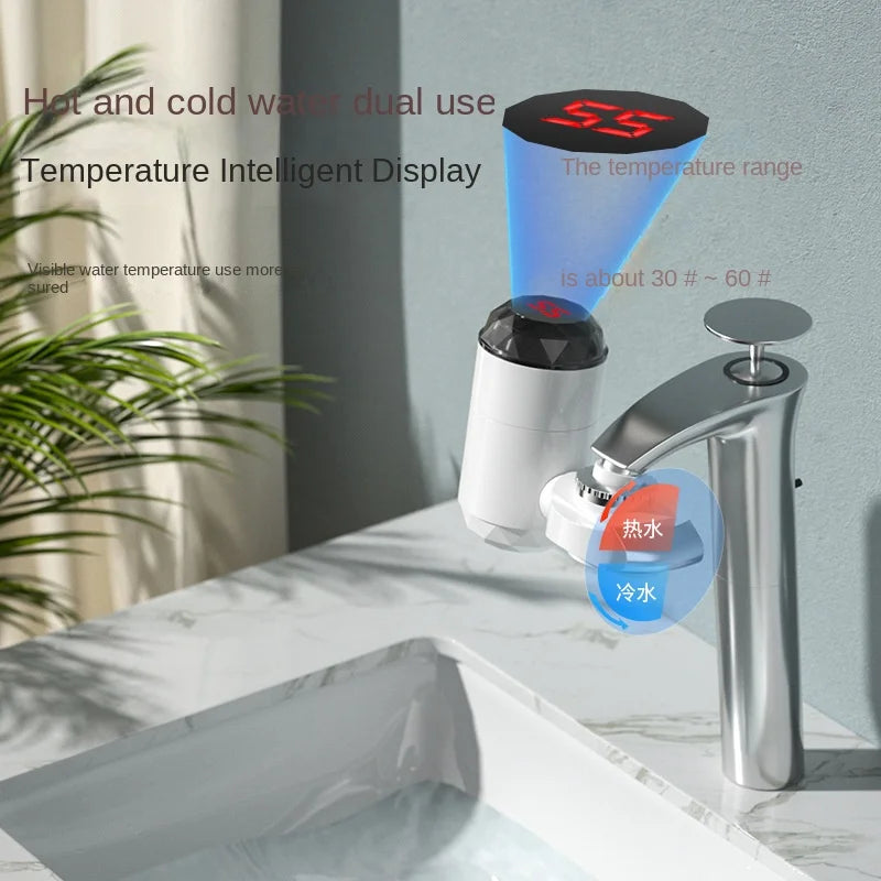 3000W Electric Tankless Instant Hot Water Heater Faucet for Kitchen with Temperature Display Hot Cold Tap