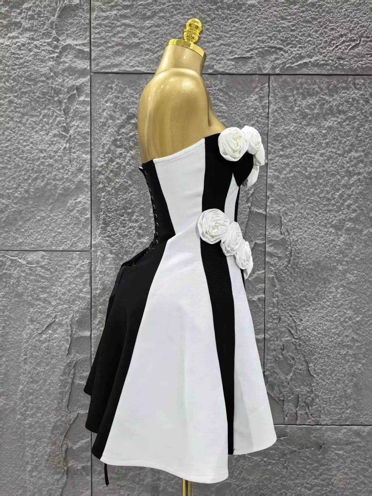 Top Quality Women Sexy Strapless Florals A-line Mini Bandage Dress Cute Girls' Birthday Party Fashion Cocktail Outfit