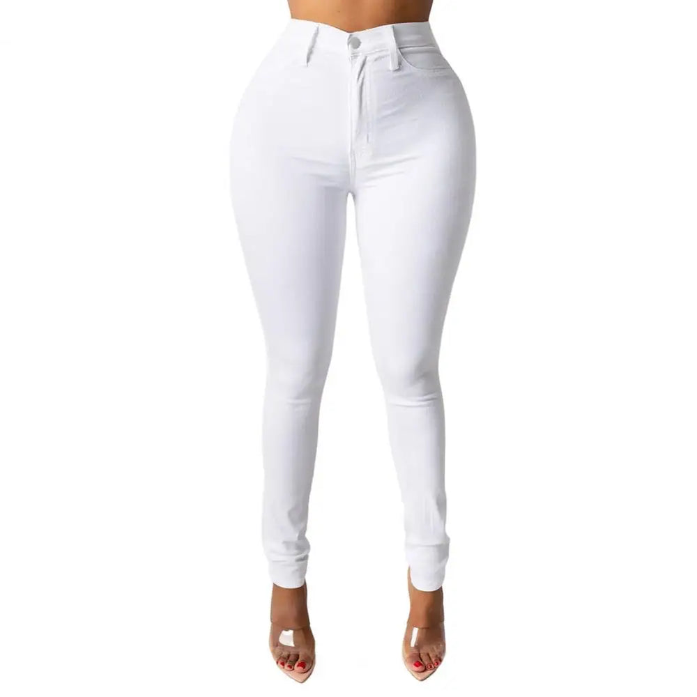 High Waist Women's Skinny Fit Denim Jeans with Zipper Fly Pockets Streetwear Fashion for A Stylish Look Denim