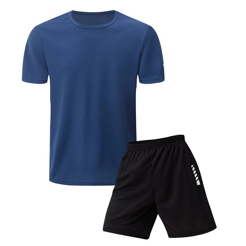 2 Piece Short-sleeved Shorts MEN'S Casual Fitness Two-piece Suit