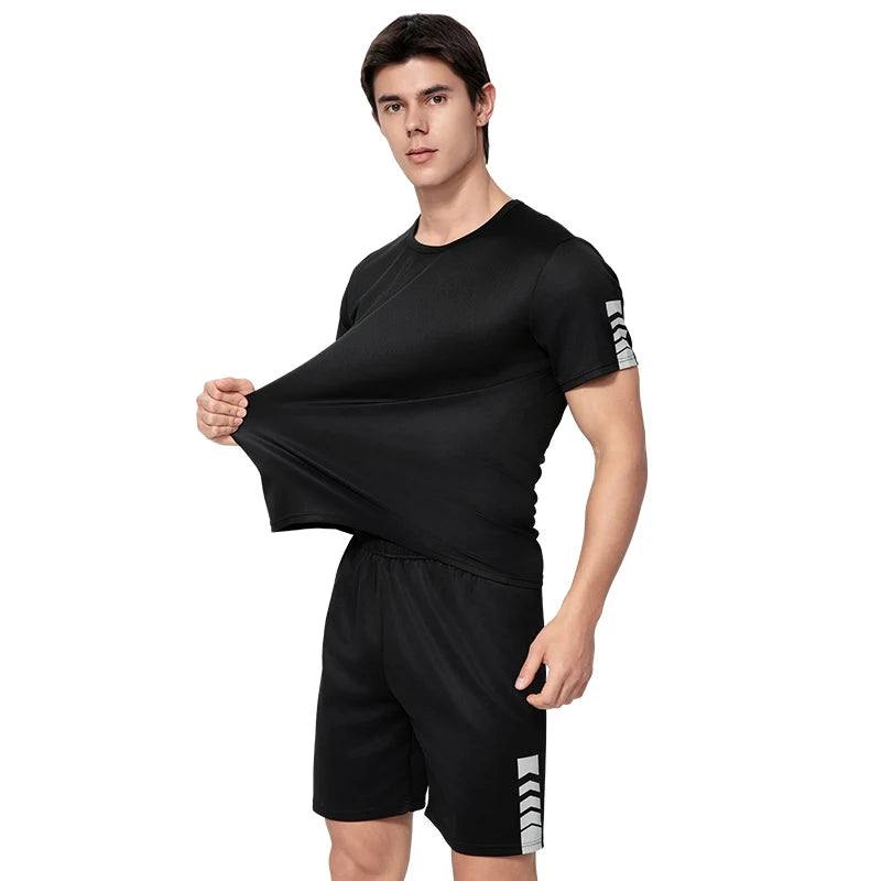 2 Piece Short-sleeved Shorts MEN'S Casual Fitness Two-piece Suit