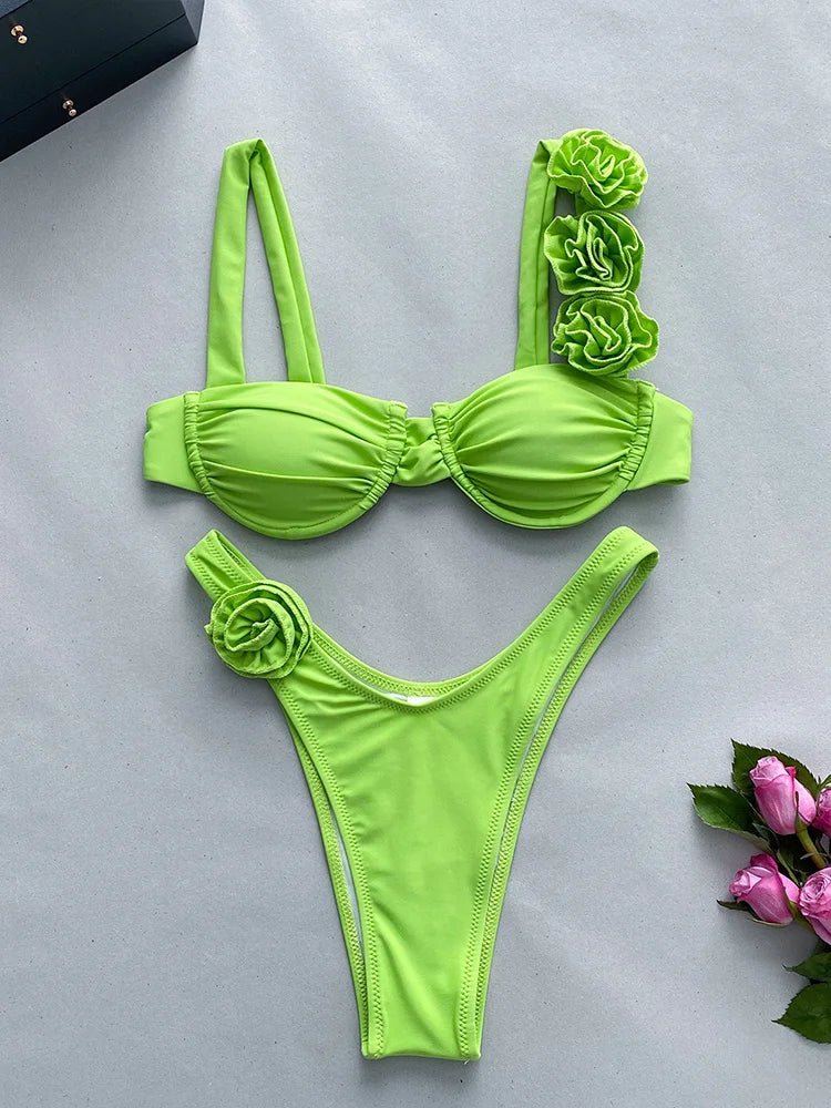 Floral Bikini 2 Piece Set High Waist Beach Bikini