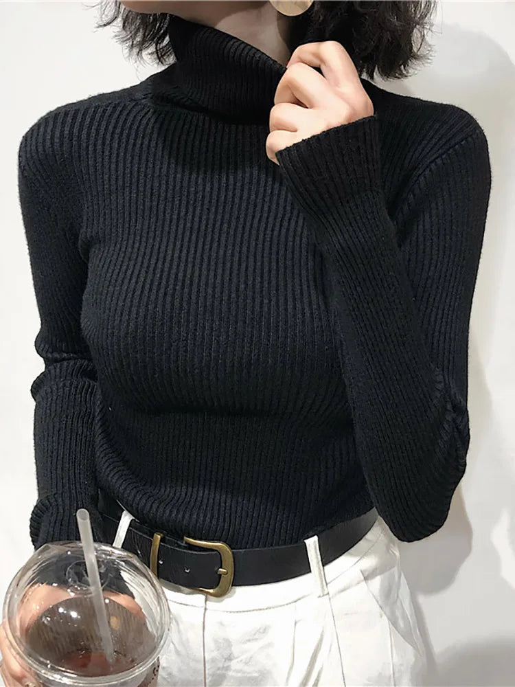 Turtleneck Korean Women Pullover Knitted Sweater Top