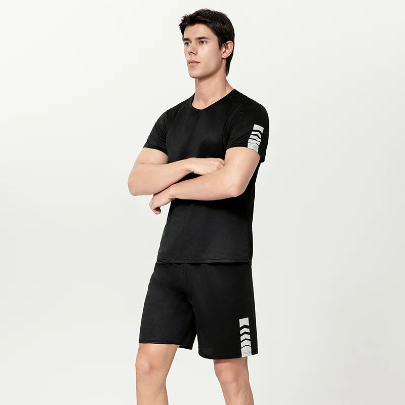 2 Piece Short-sleeved Shorts MEN'S Casual Fitness Two-piece Suit