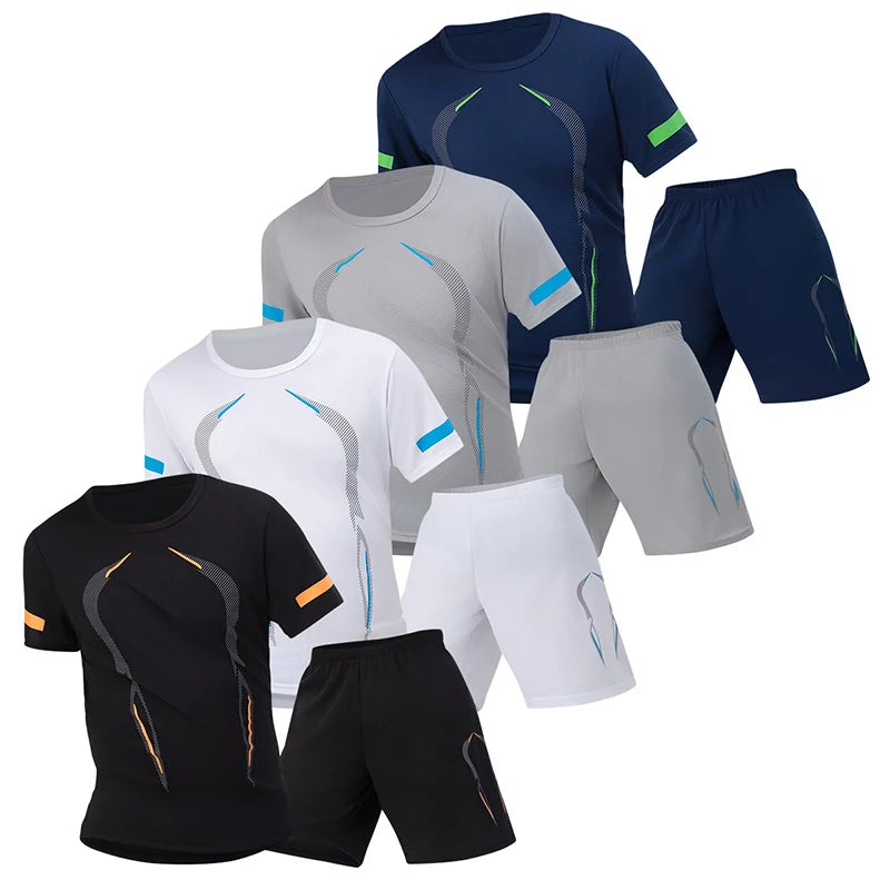 2/4/6 Pcs Men's Quick-drying Short-sleeved Shorts Activewear