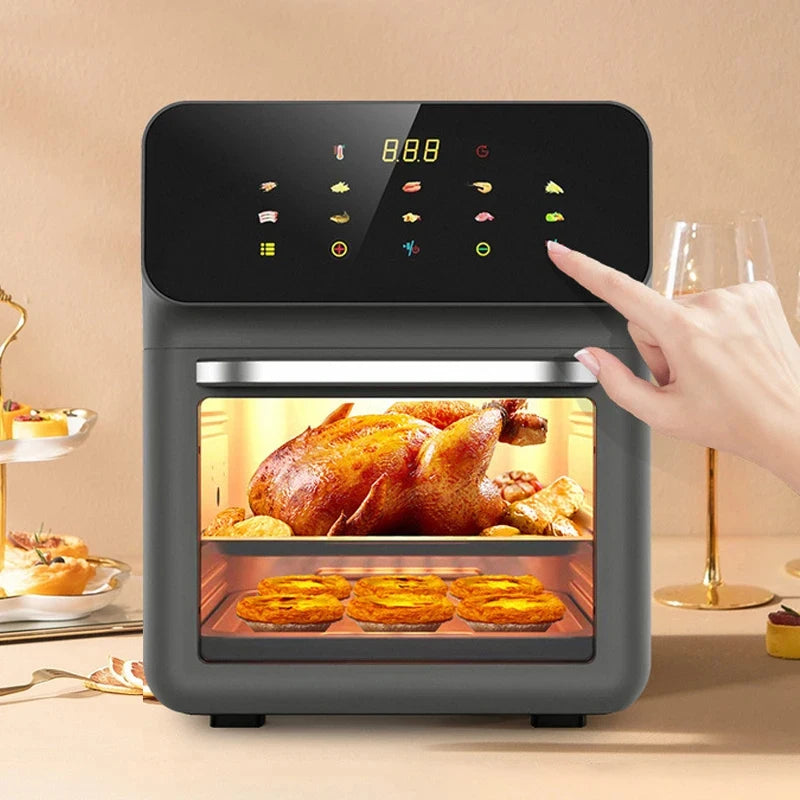 10L Large Capacity Electric Air Fryers Oil-free Automatic Household Kitchen 360°Baking Convection Oven Deep Fryer without Oil