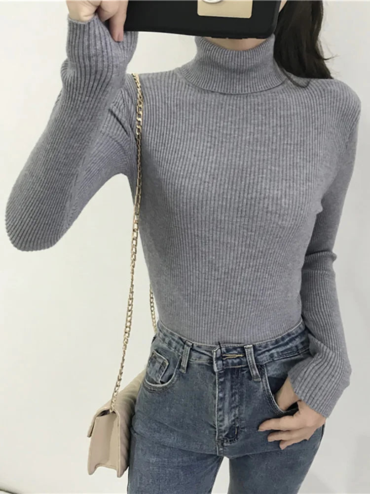Turtleneck Korean Women Pullover Knitted Sweater Top