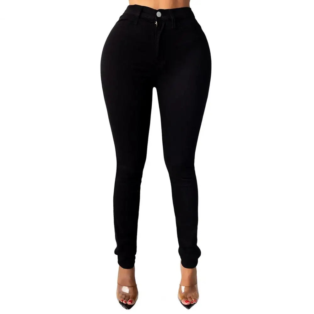 High Waist Women's Skinny Fit Denim Jeans with Zipper Fly Pockets Streetwear Fashion for A Stylish Look Denim