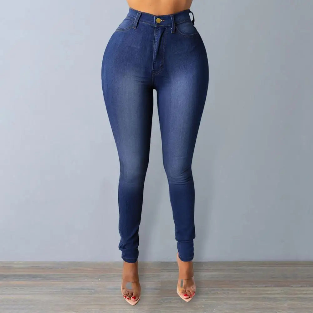 High Waist Women's Skinny Fit Denim Jeans with Zipper Fly Pockets Streetwear Fashion for A Stylish Look Denim