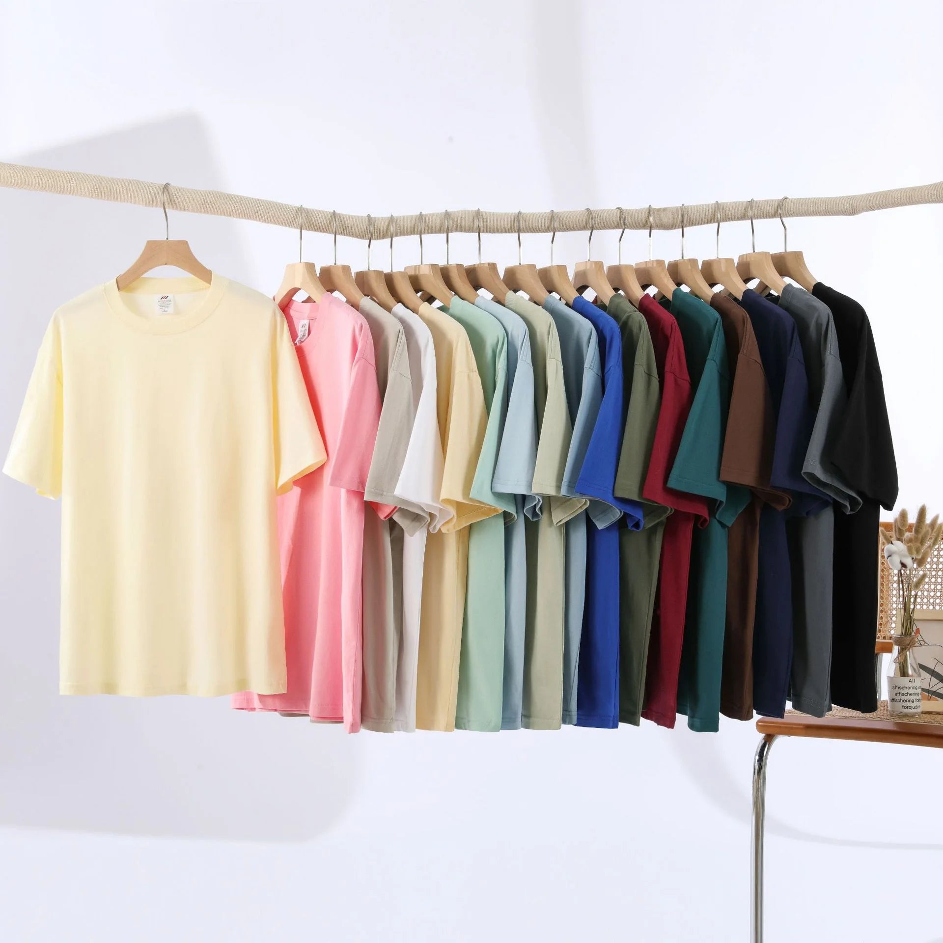 100% Cotton Men's Loose Short-sleeved Casual Basic T-Shirt Round Neck Solid Color