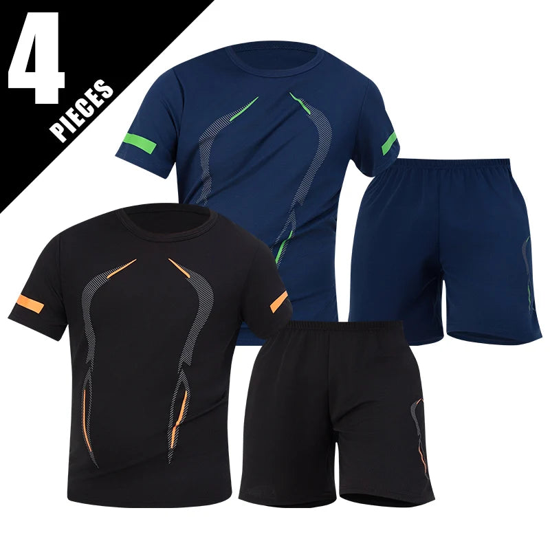 2/4/6 Pcs Men's Quick-drying Short-sleeved Shorts Activewear