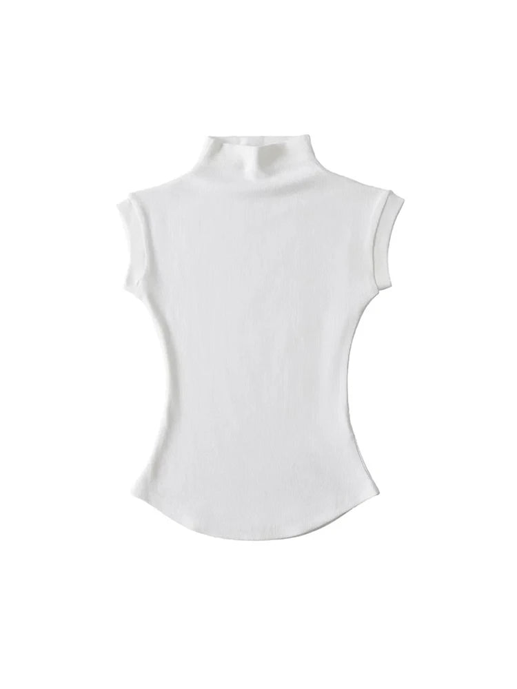 Sexy Turtleneck Sleeveless Slim Fit Basic Tees