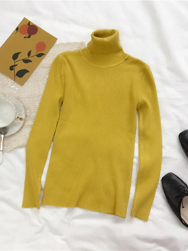 Turtleneck Korean Women Pullover Knitted Sweater Top