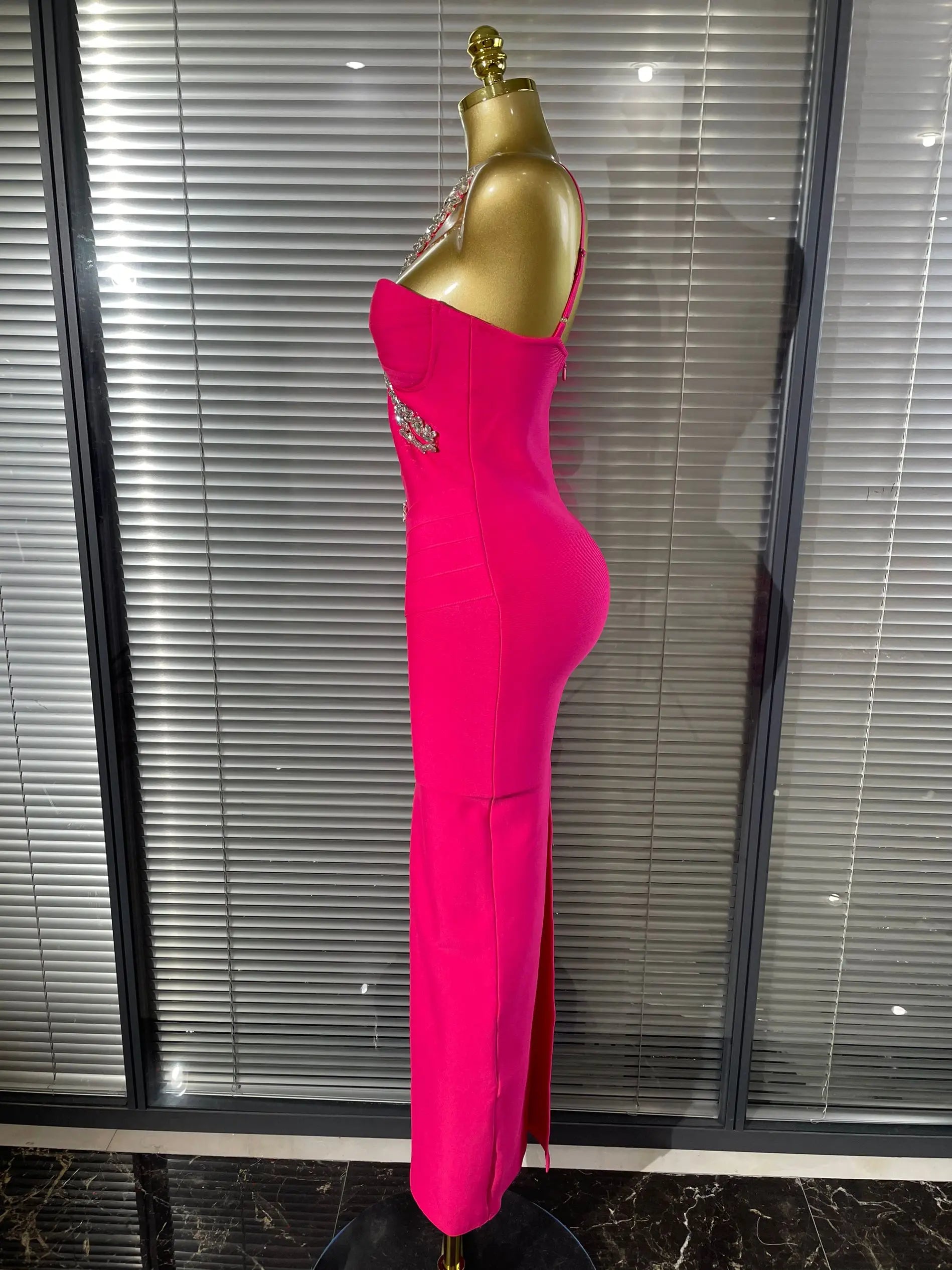 Luxury Rhinestone Maxi Long Bodycon Bandage Dressed Birthday Party Elegant Knitted Bodycon Clothing