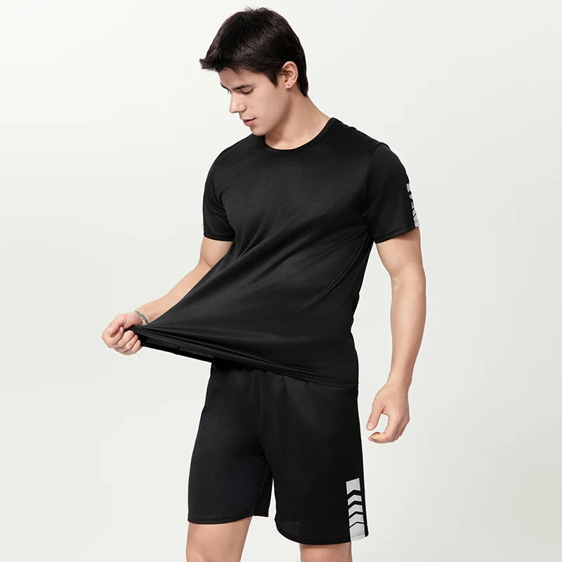 2 Piece Short-sleeved Shorts MEN'S Casual Fitness Two-piece Suit