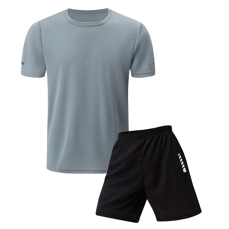 2 Piece Short-sleeved Shorts MEN'S Casual Fitness Two-piece Suit