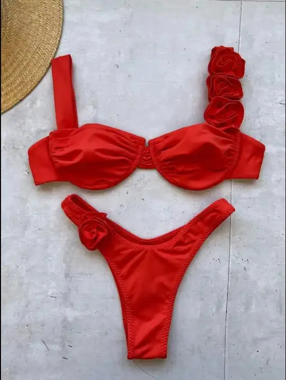 Floral Bikini 2 Piece Set High Waist Beach Bikini