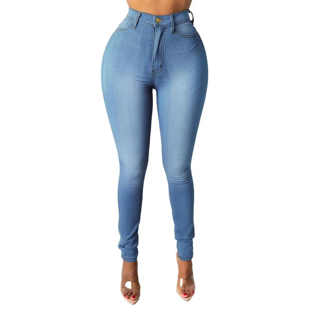 High Waist Women's Skinny Fit Denim Jeans with Zipper Fly Pockets Streetwear Fashion for A Stylish Look Denim