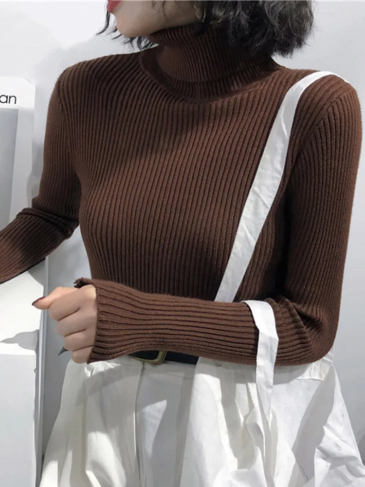 Turtleneck Korean Women Pullover Knitted Sweater Top