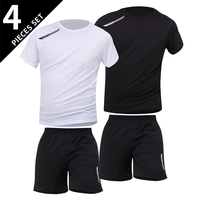 2/4/6 Pcs Men's Quick-drying Short-sleeved Shorts Activewear