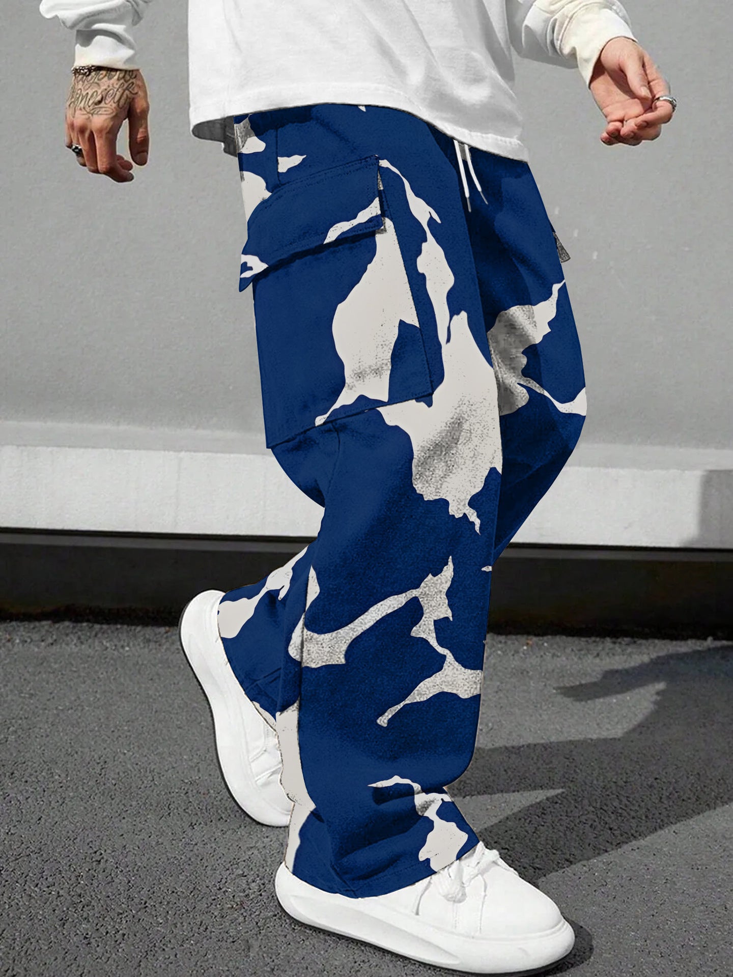 Pink Camo Cargo Pants Printed Design Trendy Casual Loose-Fit Versatile And Breathable Trousers