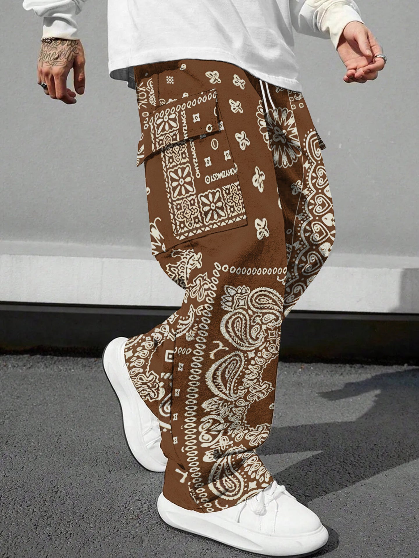 Pink Camo Cargo Pants Printed Design Trendy Casual Loose-Fit Versatile And Breathable Trousers