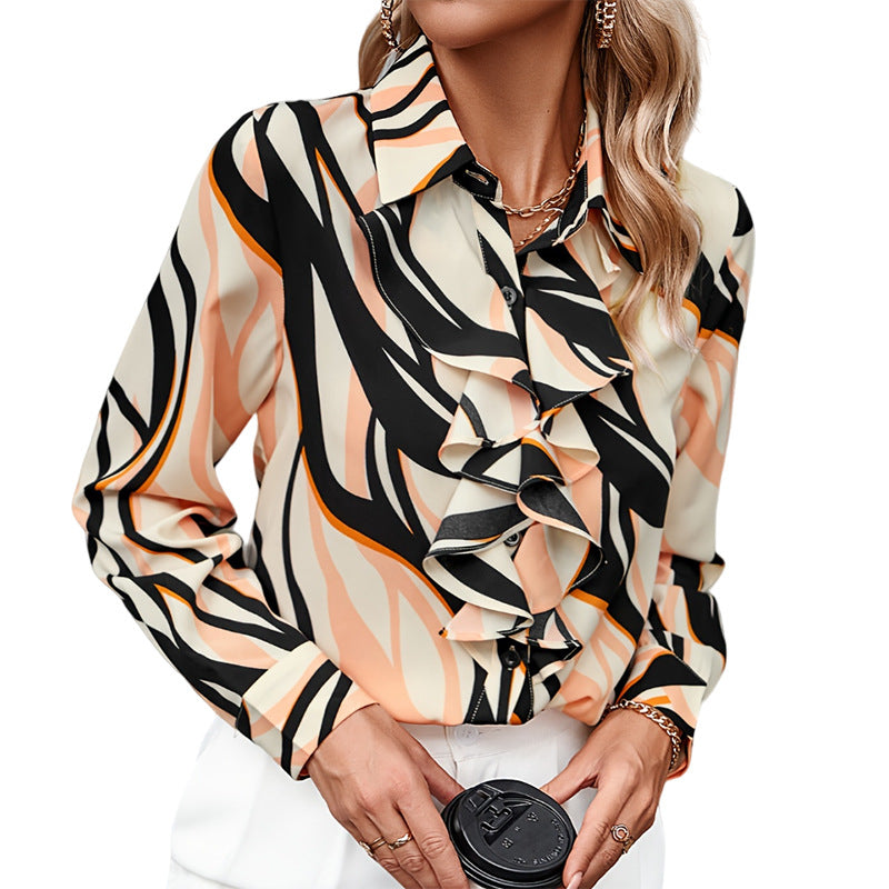 Womens Long-Sleeve Striped Casual Commuter Cardigan Top