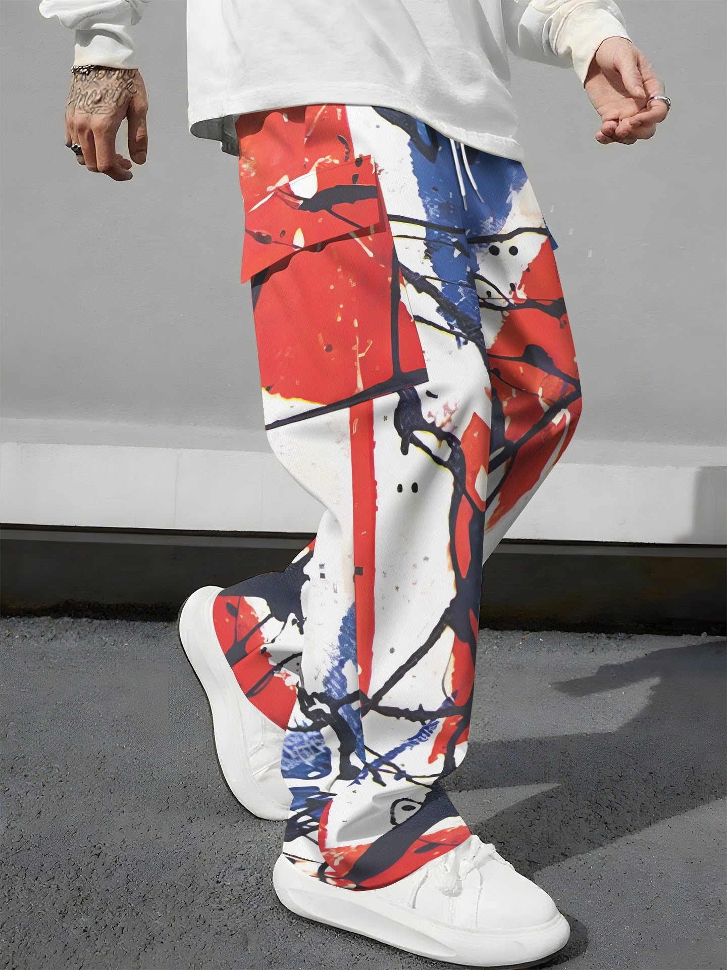 Pink Camo Cargo Pants Printed Design Trendy Casual Loose-Fit Versatile And Breathable Trousers