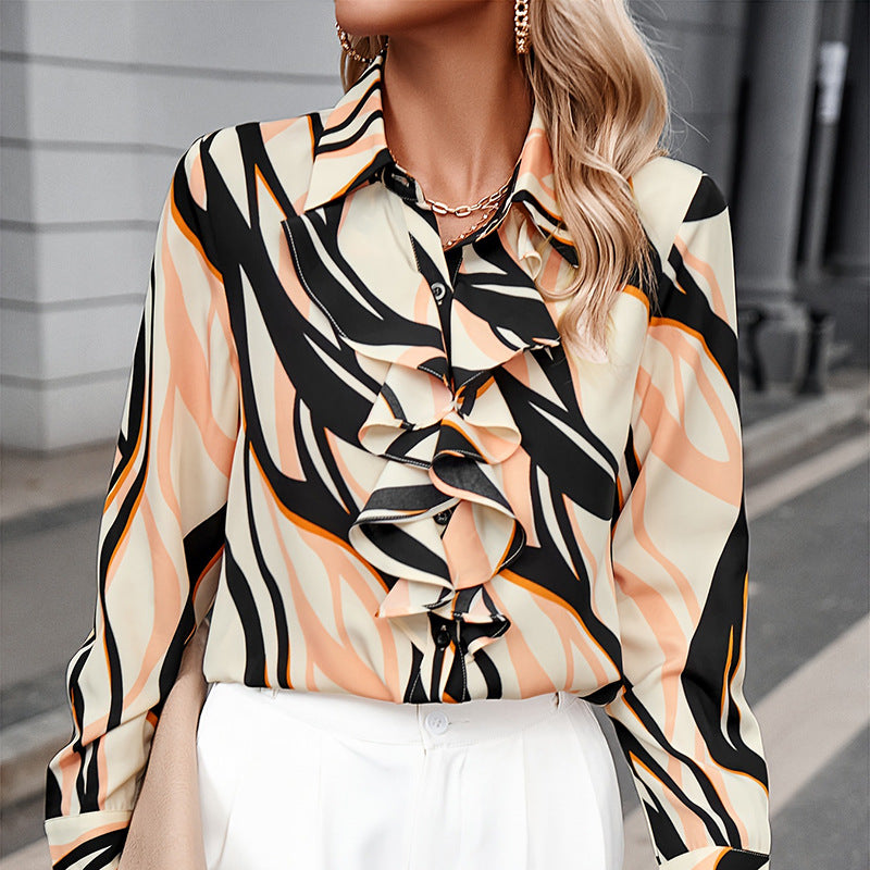 Womens Long-Sleeve Striped Casual Commuter Cardigan Top